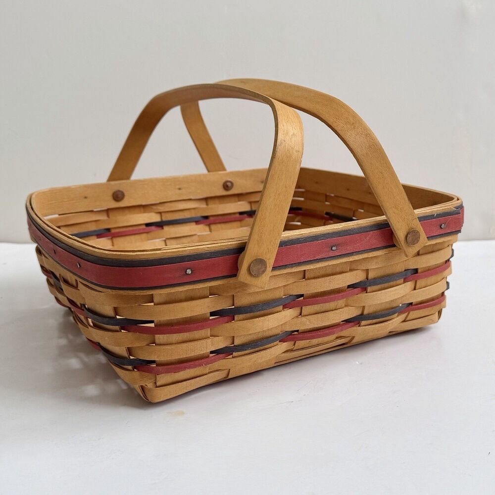 1997 Longaberger All American Pie Basket Patriotic Woven Wood